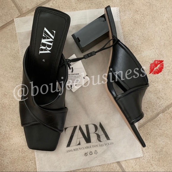ZARA Soft Leather Heeled Sandals - Picture 7 of 7